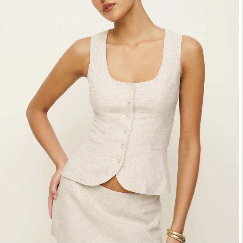 Delanie Linen Top in Oatmeal size 0